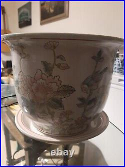 Chinese/Japanese 6 Characters Marked Floral & Bird Pattern Large Planter With