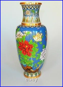 Chinese Large Cloisonne Vase Antique Chrysanthemums Butterflies