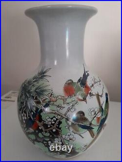 Chinese Multicolored Birds, Floral Pattern Large Vase