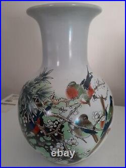 Chinese Multicolored Birds, Floral Pattern Large Vase