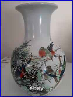 Chinese Multicolored Birds, Floral Pattern Large Vase