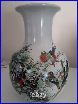Chinese Multicolored Birds, Floral Pattern Large Vase