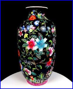 Chinese Porcelain Famille Noire Millefiori Large Heavy 14 Vase