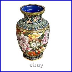 Chinese Vintage Large Cloisonné Enamel Floral Vase