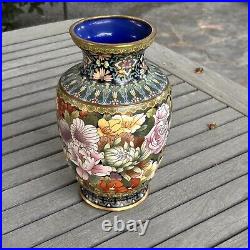 Chinese Vintage Large Cloisonné Enamel Floral Vase