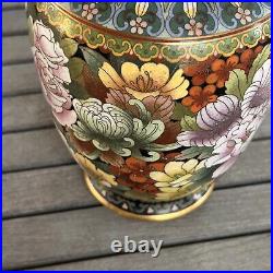 Chinese Vintage Large Cloisonné Enamel Floral Vase