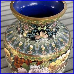 Chinese Vintage Large Cloisonné Enamel Floral Vase