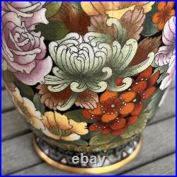 Chinese Vintage Large Cloisonné Enamel Floral Vase