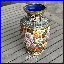 Chinese Vintage Large Cloisonné Enamel Floral Vase