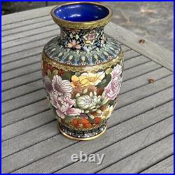 Chinese Vintage Large Cloisonné Enamel Floral Vase