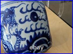 Chinese antique dragons blue White Porcelain Large Bitong Vases Collector