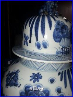 Chinese blue white temple jars vases urns pair porcelain large 77cm high 37wide