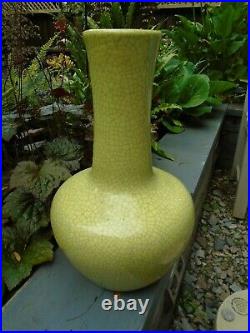 Chinese large crackle glaze line green vase nice statement piece