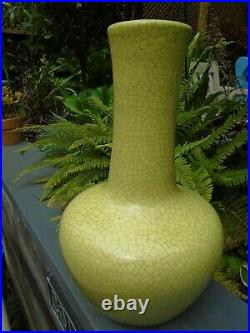 Chinese large crackle glaze line green vase nice statement piece