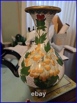 Cloisonne vase pair large