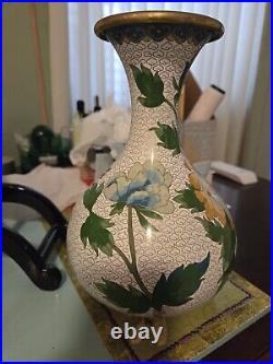 Cloisonne vase pair large