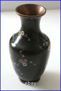 Early 1920's large black Chinese cloisonné vase from prominent estate