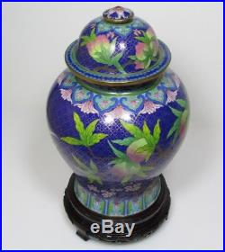 Early Large Chinese Cloisonne Vase With Lid 12'' Tall