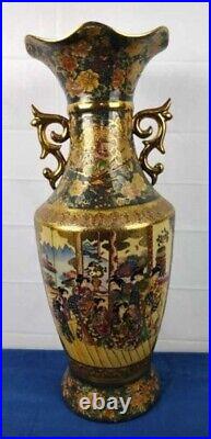Exquisite Antique Satsuma Vase with Scenes of Geishas. Very Large, 23.5. RARE