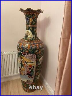Extra large unique ceramic chinese temple vase, 62 inches height, hand painted