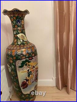 Extra large unique ceramic chinese temple vase, 62 inches height, hand painted