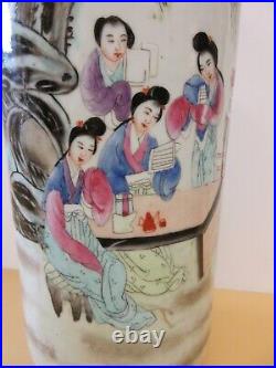 FINE vintage LARGE CHINESE PORCELAIN HAND THROWN PAINTED SIGNED VASE