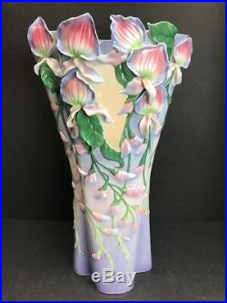 FZ10001 Franz Porcelain Wondrous Wisteria Large Vase Limited Edition 18 Tall