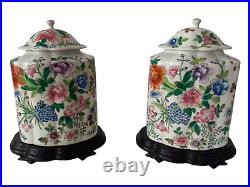 Famille Verte Kangxi Style Large Lobed Jar Oval Shape Ribbed Shape a Pair
