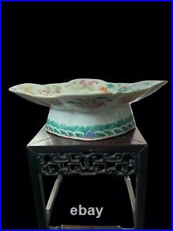 Fine Large 19thc Chinese Famille Rose Inscribed Immortal Footed Bowl Dish