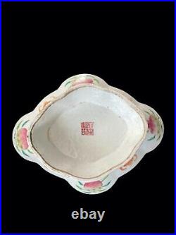 Fine Large 19thc Chinese Famille Rose Inscribed Immortal Footed Bowl Dish