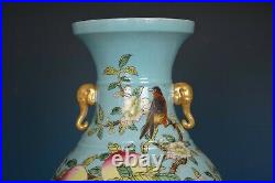 Fine Large Antique Chinese Famille Rose Porcelain Vase Marked Yongzheng F7865