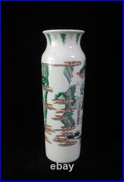 Fine Large Antique Chinese Famille Verte WuCai Hand Painting Porcelain Vase