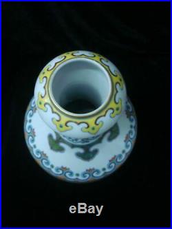Fine Large Antique Chinese Polychrome Porcelain Vase Marked QianLong