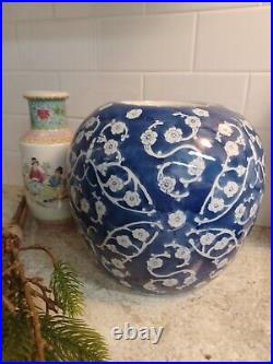 Fine & Large Chinese Blue & White Precious Objects Prunus Lidded Jar Vase