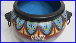 Fine Old Large Chinese Cloisonne Pot With Taotie Masks Design