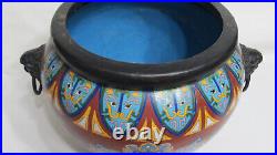 Fine Old Large Chinese Cloisonne Pot With Taotie Masks Design