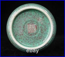 Green Blood Red Beautiful Large Old Chinese Porcelain Vase QianLong Mark