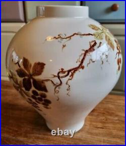 Haeng Nam Sa Korea Large Vintage Vase Brown Beige Flower 25cm Oriental Porcelain