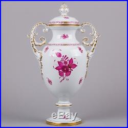 Herend Chinese Bouquet Raspberry 20 Large Lidded Vase with Handles #6490/AP