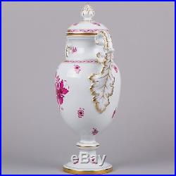 Herend Chinese Bouquet Raspberry 20 Large Lidded Vase with Handles #6490/AP