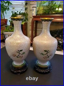 Impressive Large Pair Chinese Famille Rose Cloisonneenamel Gilt Bronze Vases 12