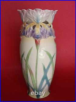 LARGE 13.25 Franz Iris Sculptured Design Porcelain flower vase FZ00583 MIB