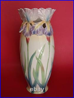 LARGE 13.25 Franz Iris Sculptured Design Porcelain flower vase FZ00583 MIB
