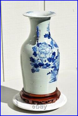 LARGE 17 19th CENTURY ANTIQUE CHINESE PORCELAIN BLUE WHITE CELADON CRANE VASE