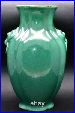 LARGE ANTIQUE 19thC / 20thC CHINESE GREEN CRACKLE GLAZED VASE L. WANNIECK