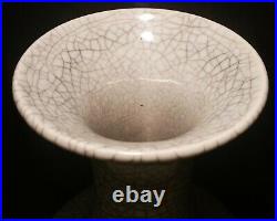 LARGE GUAN vtg chinese crackle glaze art pottery vase grey celadon porcelain