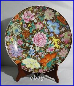LARGE & RARE Republic period antique Chinese porcelain famille rose plate MARK