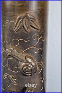 Large (0.8kg) Antique 19th Century Chinese Bronze Brush Pot/Vase, c1880