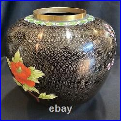 Large 10 Tall Vintage / Antique Chinese Cloisonne Ginger Jar Bird Flowers Vase