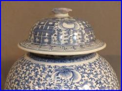 Large 17 Antique Chinese Blue & White Covered Ginger Jar Signed